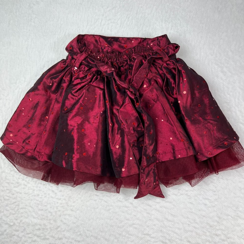 The Children's Place Red Sparkle Skirt Sz 24M Sheen Iridescent